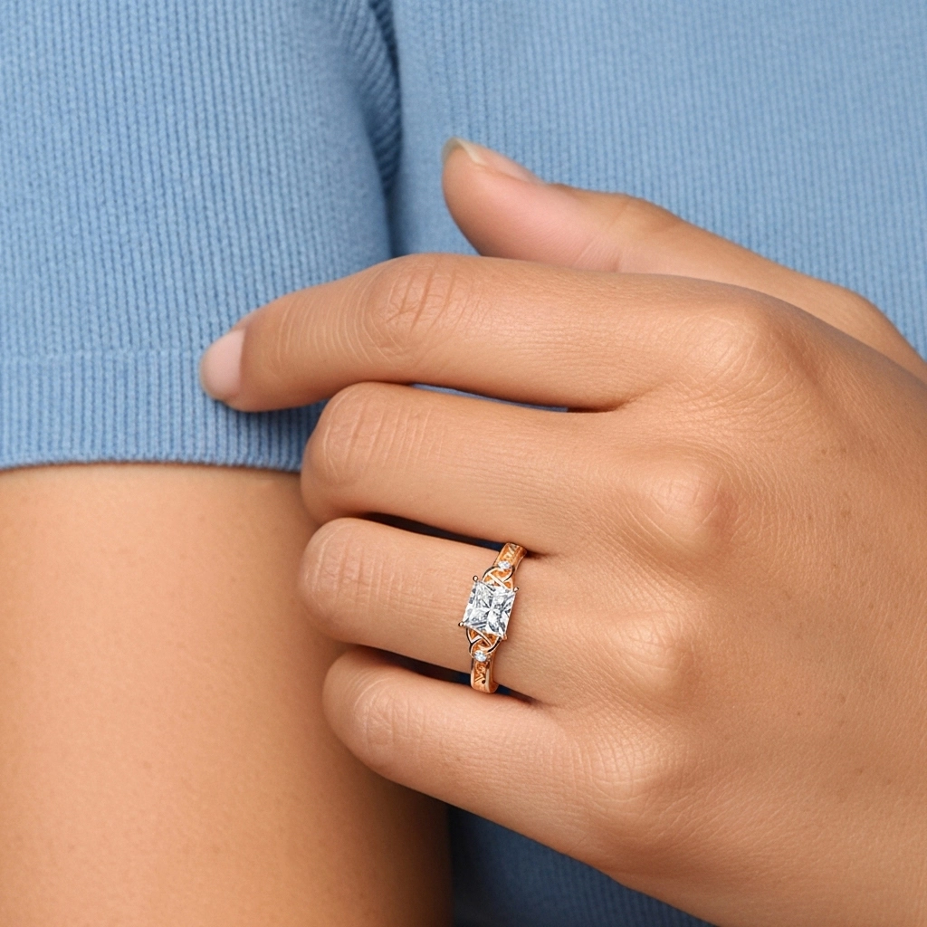 Argent sterling 925 Moissanite Bague de fiançailles