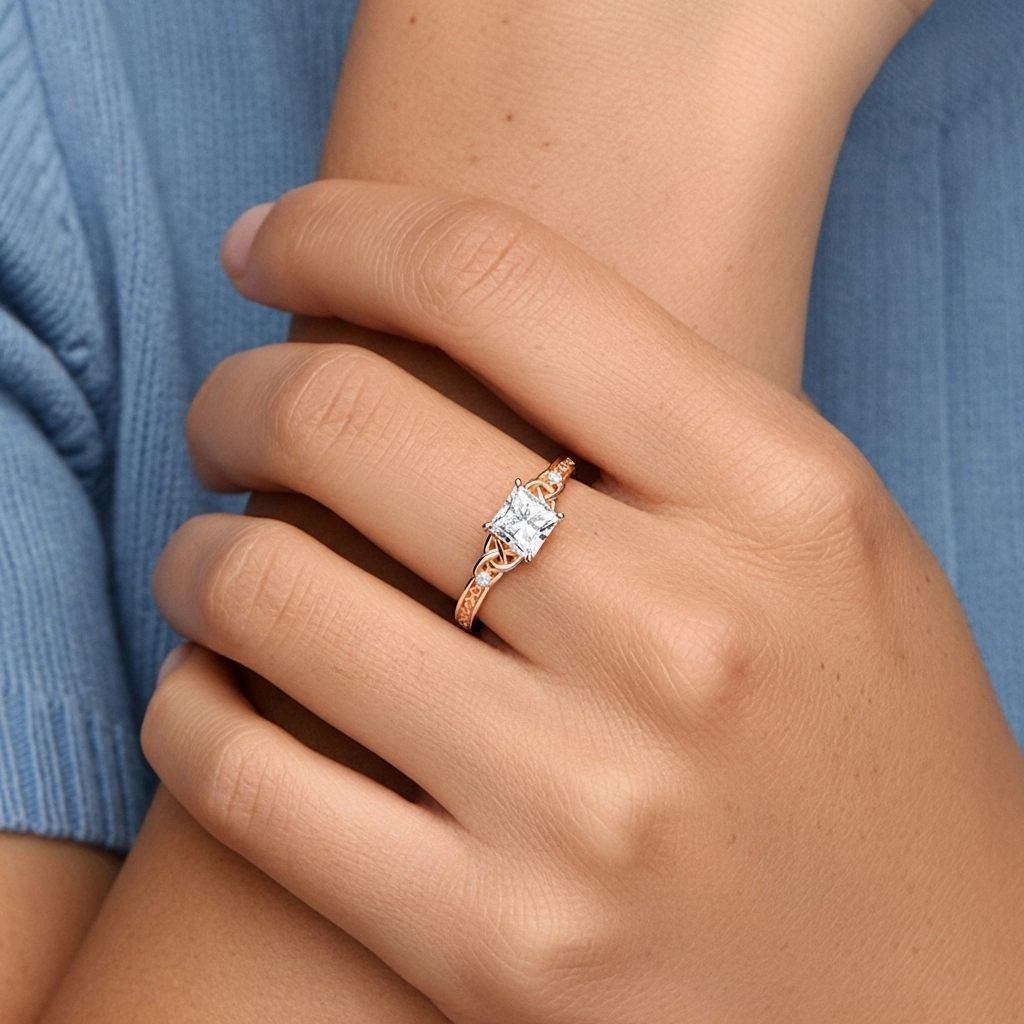 Argent sterling 925 Moissanite Bague de fiançailles