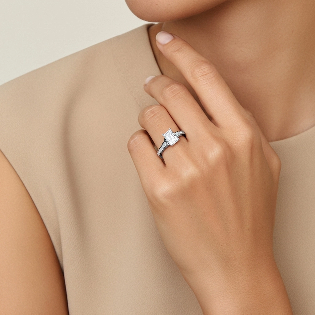 1.00ct Moissanite Bague de fiançailles Argent sterling 925