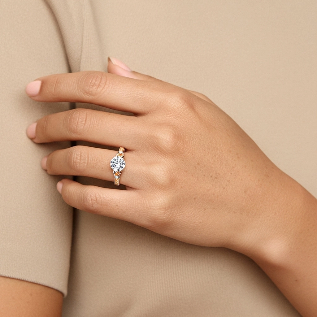 1.00ct Moissanite Bague de fiançailles Or rose 14 carats