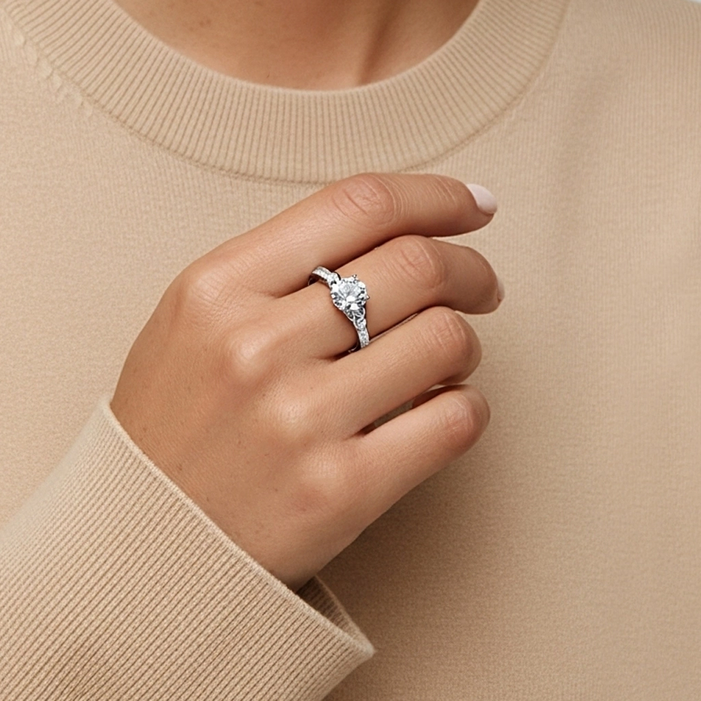 1.00ct Moissanite Bague de fiançailles Argent sterling 925