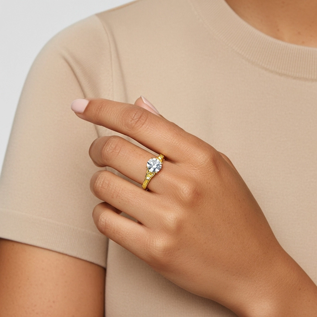 1.00ct Moissanite Bague de fiançailles Or 14 carats