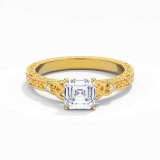 Retro Asscher 1.00ct Moissanite Engagement Ring