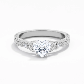 Rétro Cœur 1.00ct Moissanite Bague de fiançailles