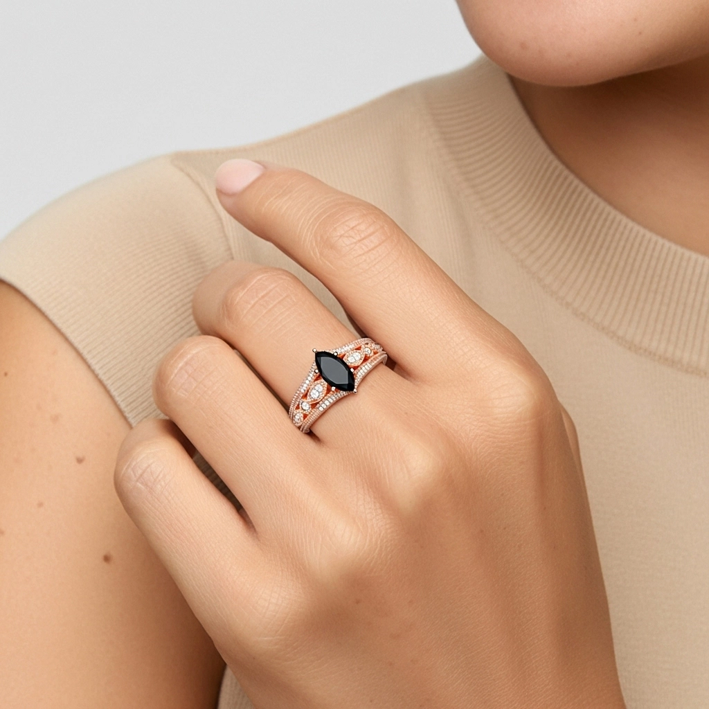 Baroque Marquise 1.00ct Cubic Zirconia Engagement Ring