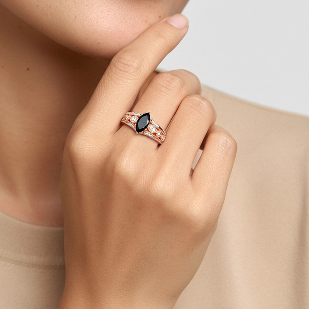 Baroque Marquise 1.00ct Cubic Zirconia Engagement Ring