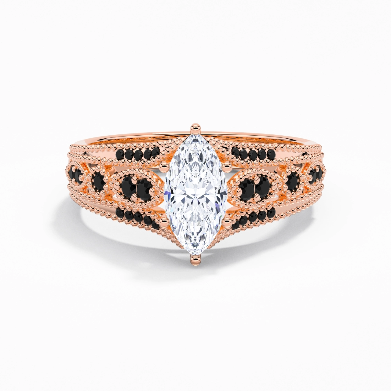Baroque Marquise 1.00ct Zircon cubique Bague de fiançailles