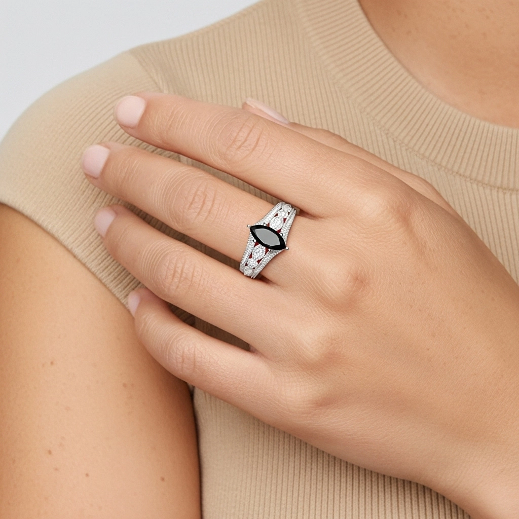 Baroque Marquise 1.00ct Cubic Zirconia Engagement Ring