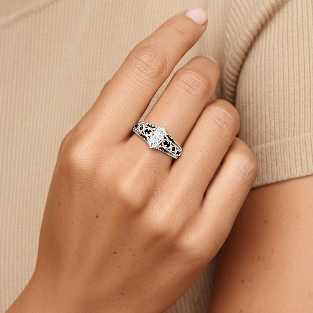 Baroque Marquise 1.00ct Cubic Zirconia Engagement Ring