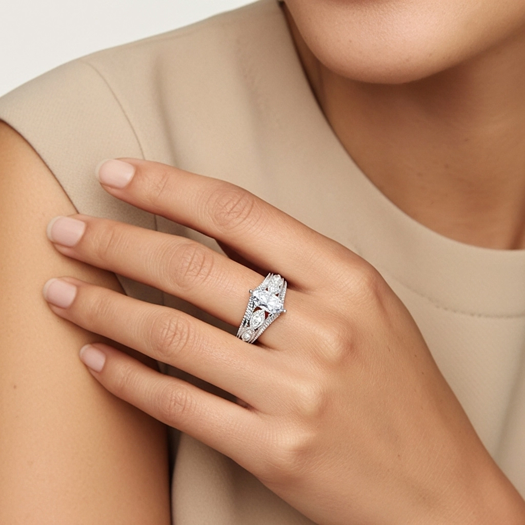 Beaded Prong Engagement Ring 1.00ct Moissanite