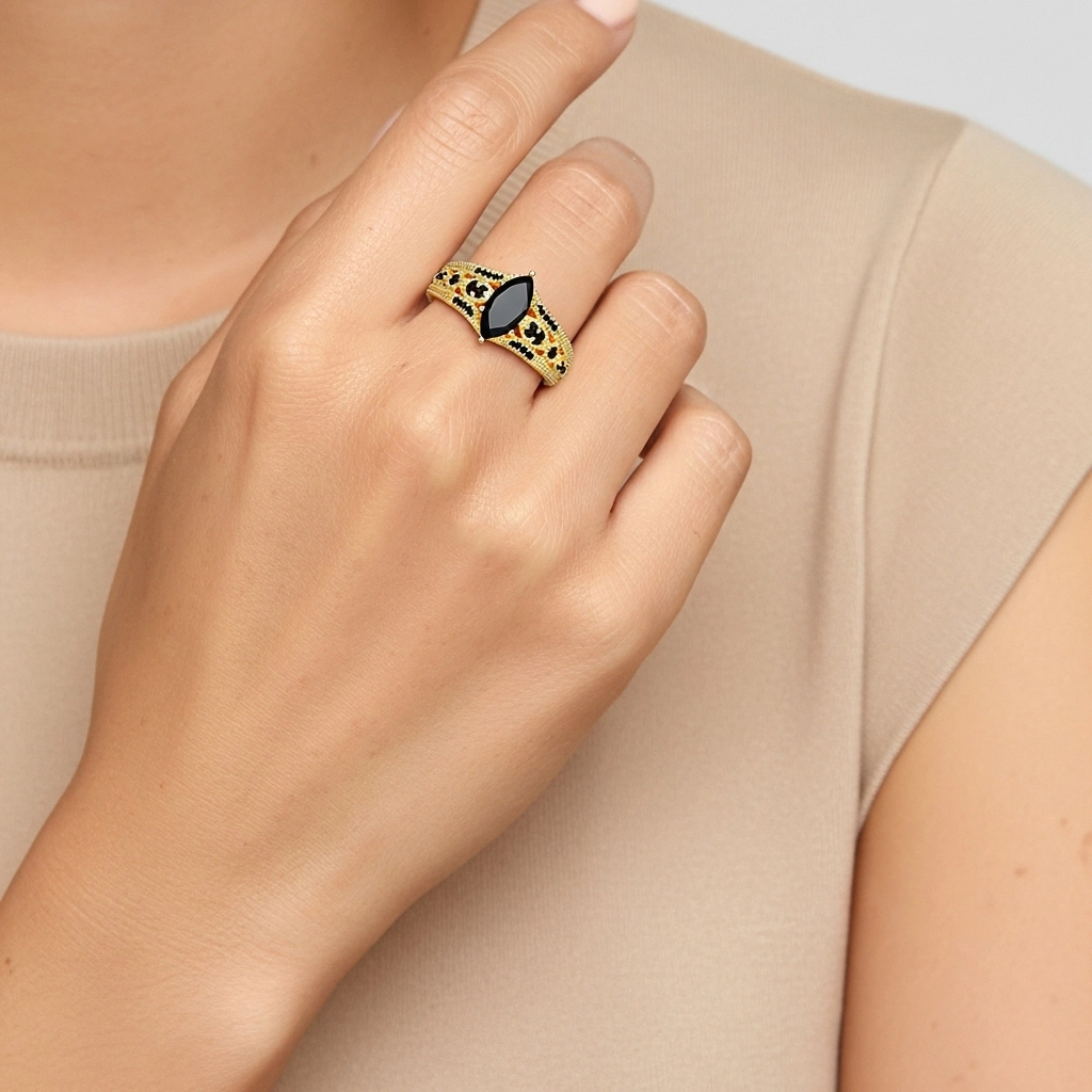 Barroco Marquesa 1.00ct Circonio cúbico Anillo de Compromiso