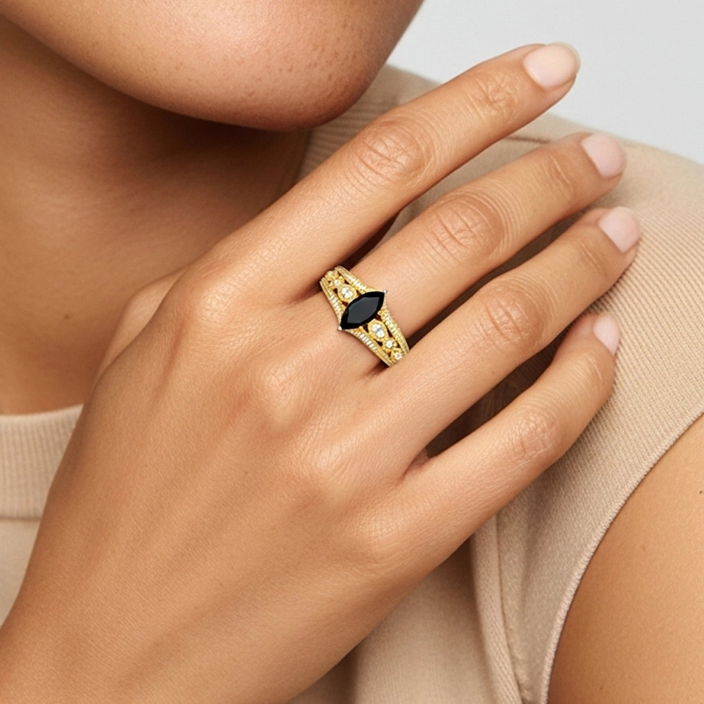 Baroque Marquise 1.00ct Cubic Zirconia Engagement Ring