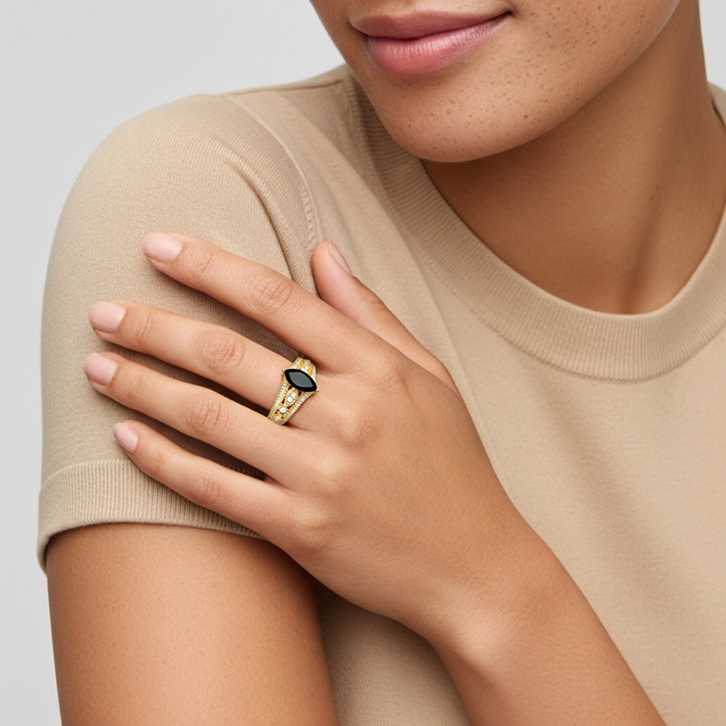 Baroque Marquise 1.00ct Cubic Zirconia Engagement Ring