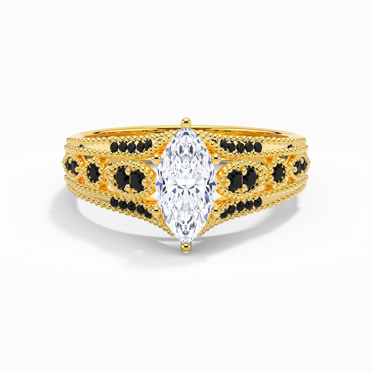 Baroque Marquise 1.00ct Zircon cubique Bague de fiançailles