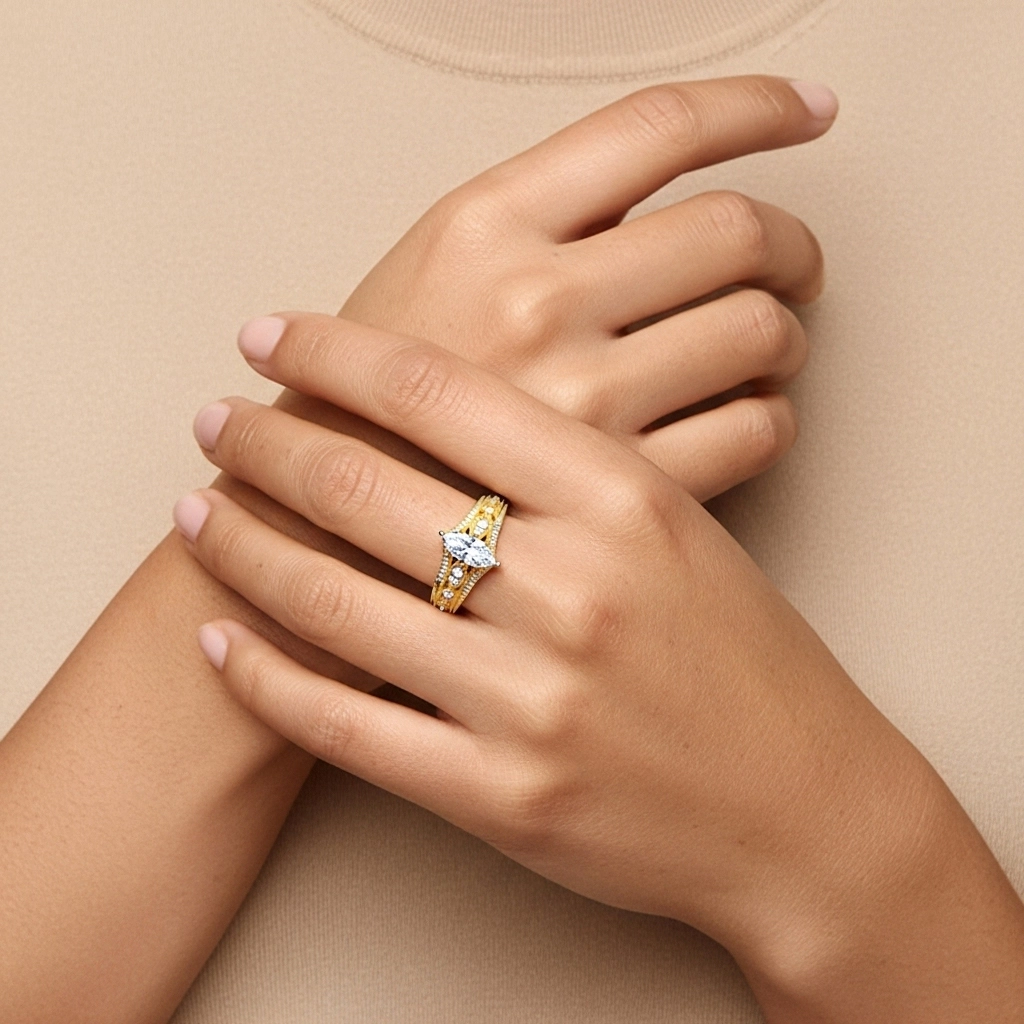 Beaded Prong Engagement Ring 1.00ct Moissanite