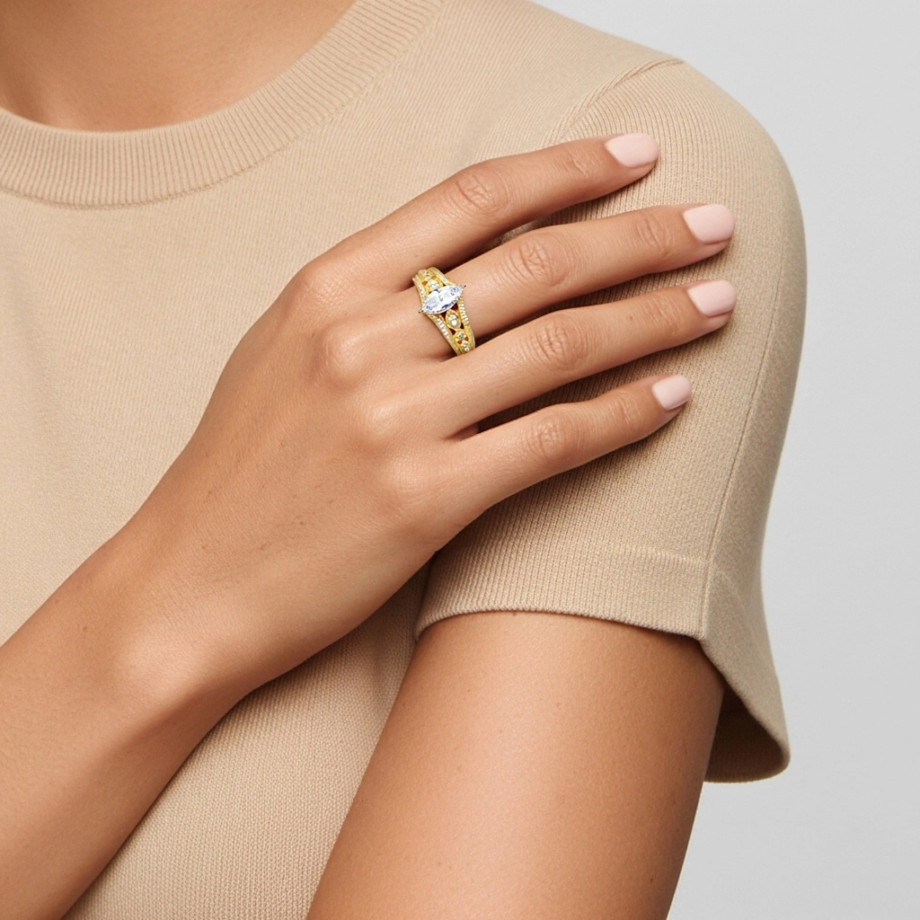 Beaded Prong Engagement Ring 1.00ct Moissanite