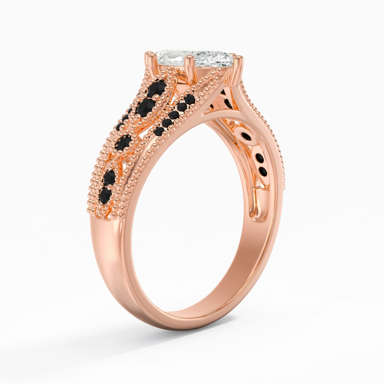 Baroque Marquise 1.00ct Zircon cubique Bague de fiançailles