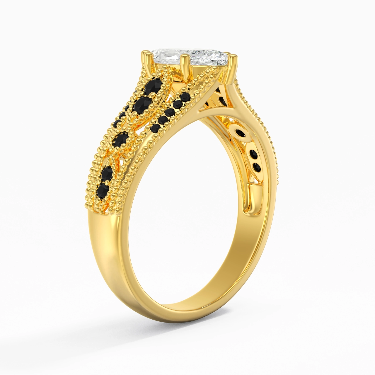 Baroque Marquise 1.00ct Zircon cubique Bague de fiançailles