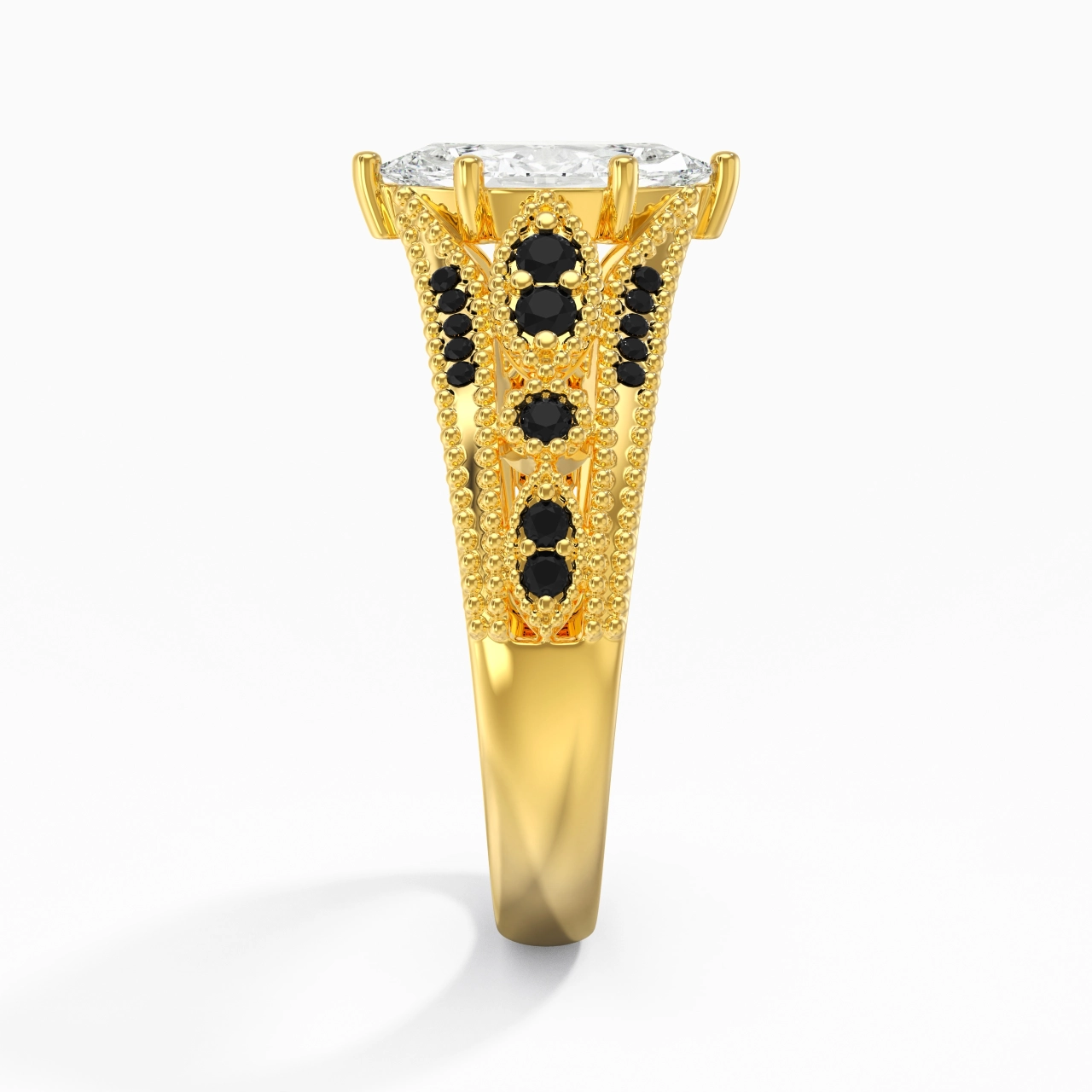 Baroque Marquise 1.00ct Zircon cubique Bague de fiançailles