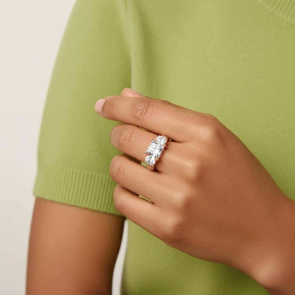 925 Sterling Silver Moissanite Engagement Ring