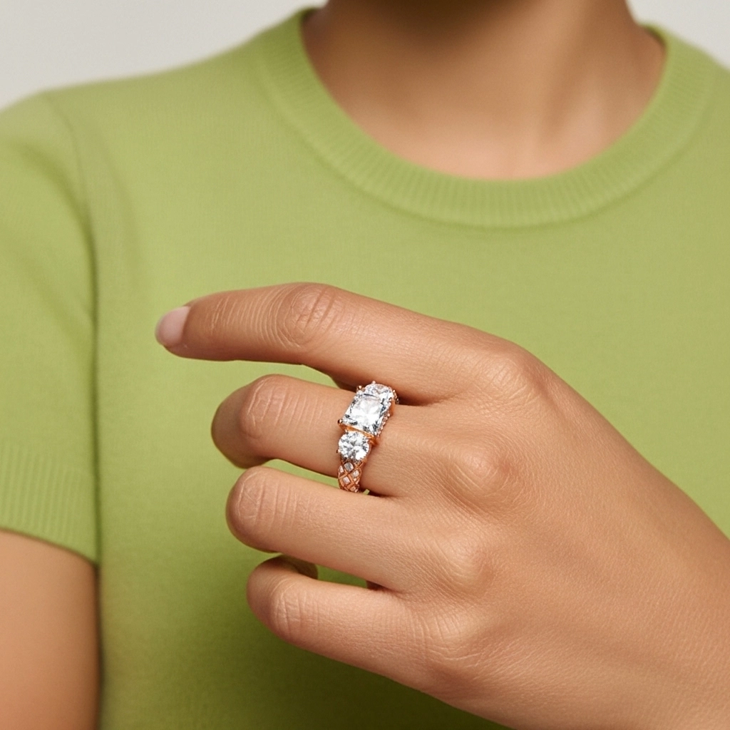 925 Sterling Silver Moissanite Engagement Ring