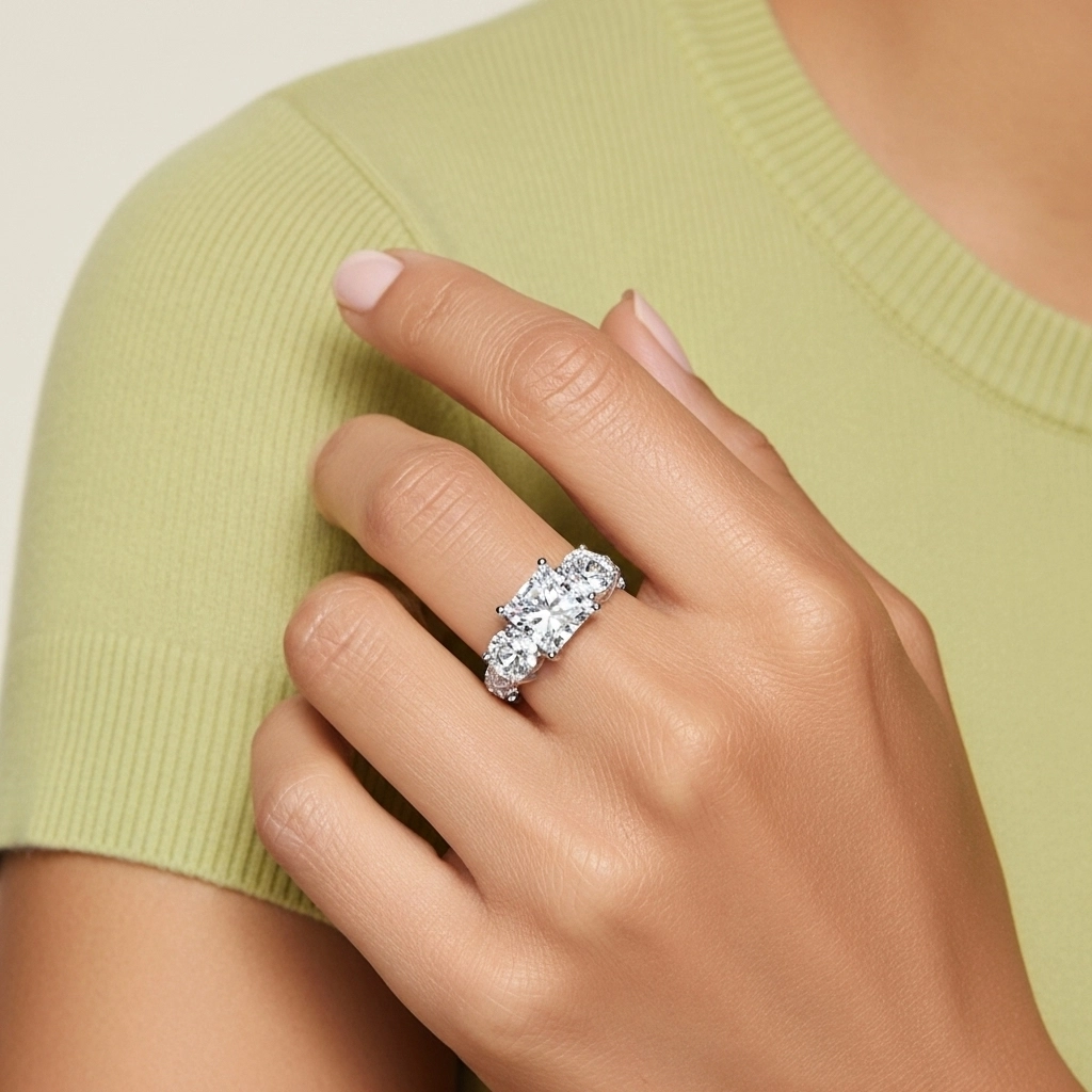 925 Sterling Silver Moissanite Engagement Ring