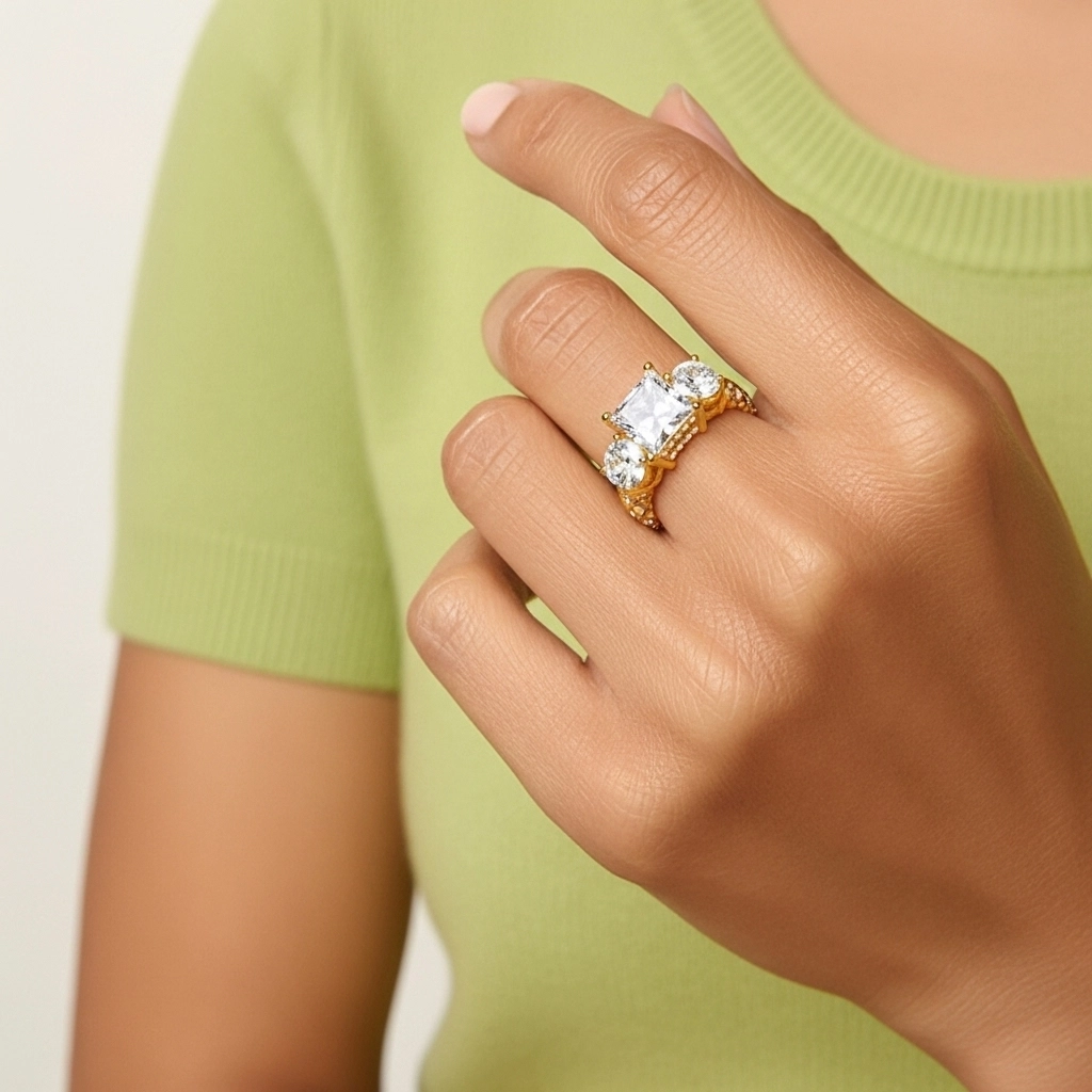 Plata esterlina 925 Moissanita Anillo de Compromiso