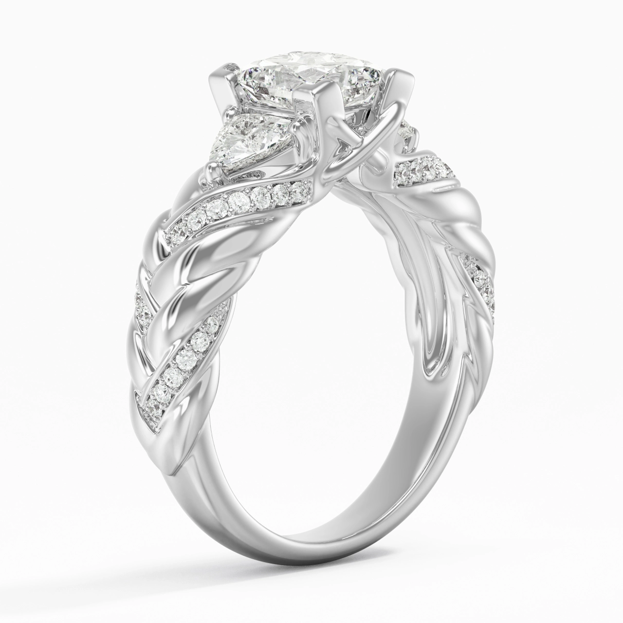 18K White Gold Moissanite Engagement Ring