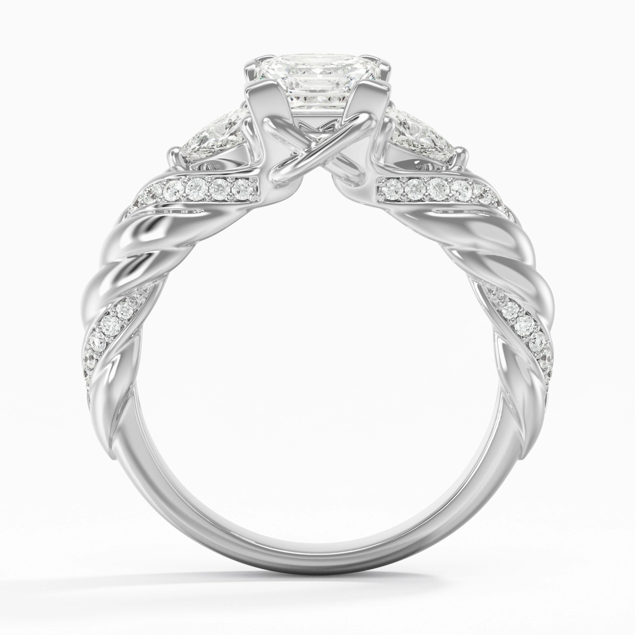 18K White Gold Moissanite Engagement Ring