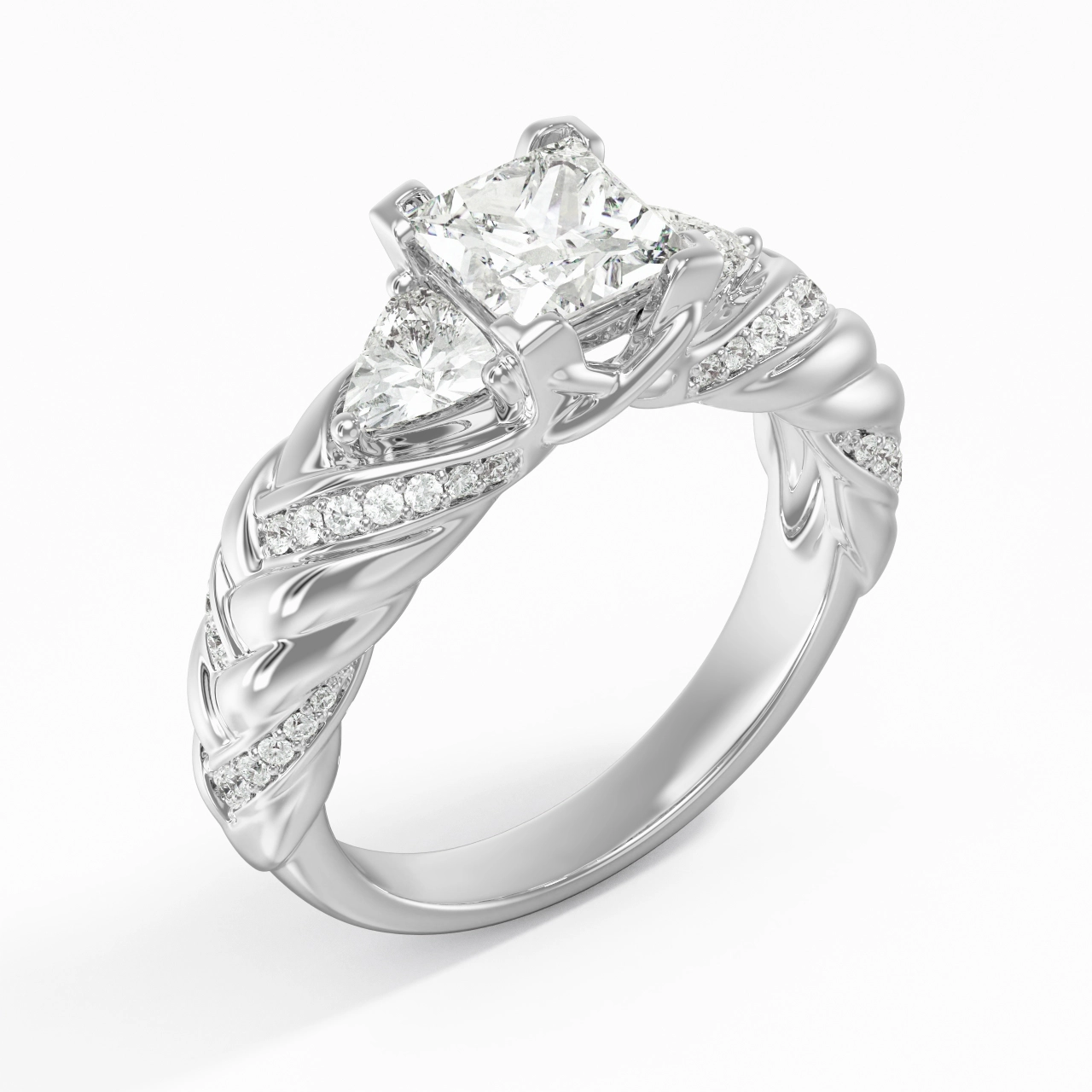 18K White Gold Moissanite Engagement Ring