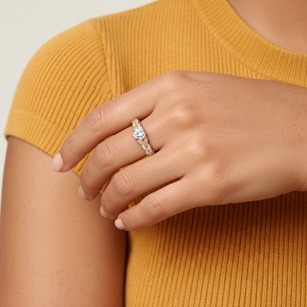 Fil Tressé Solitaire Bague de fiançailles 1.20ct Moissanite