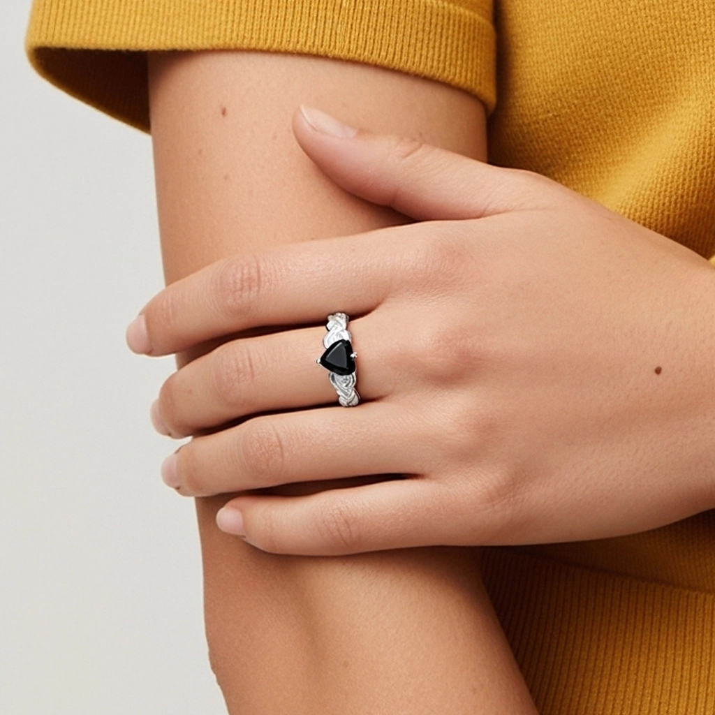 Black Cubic Zirconia Engagement Ring