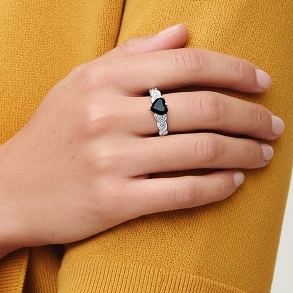 Black Cubic Zirconia Engagement Ring