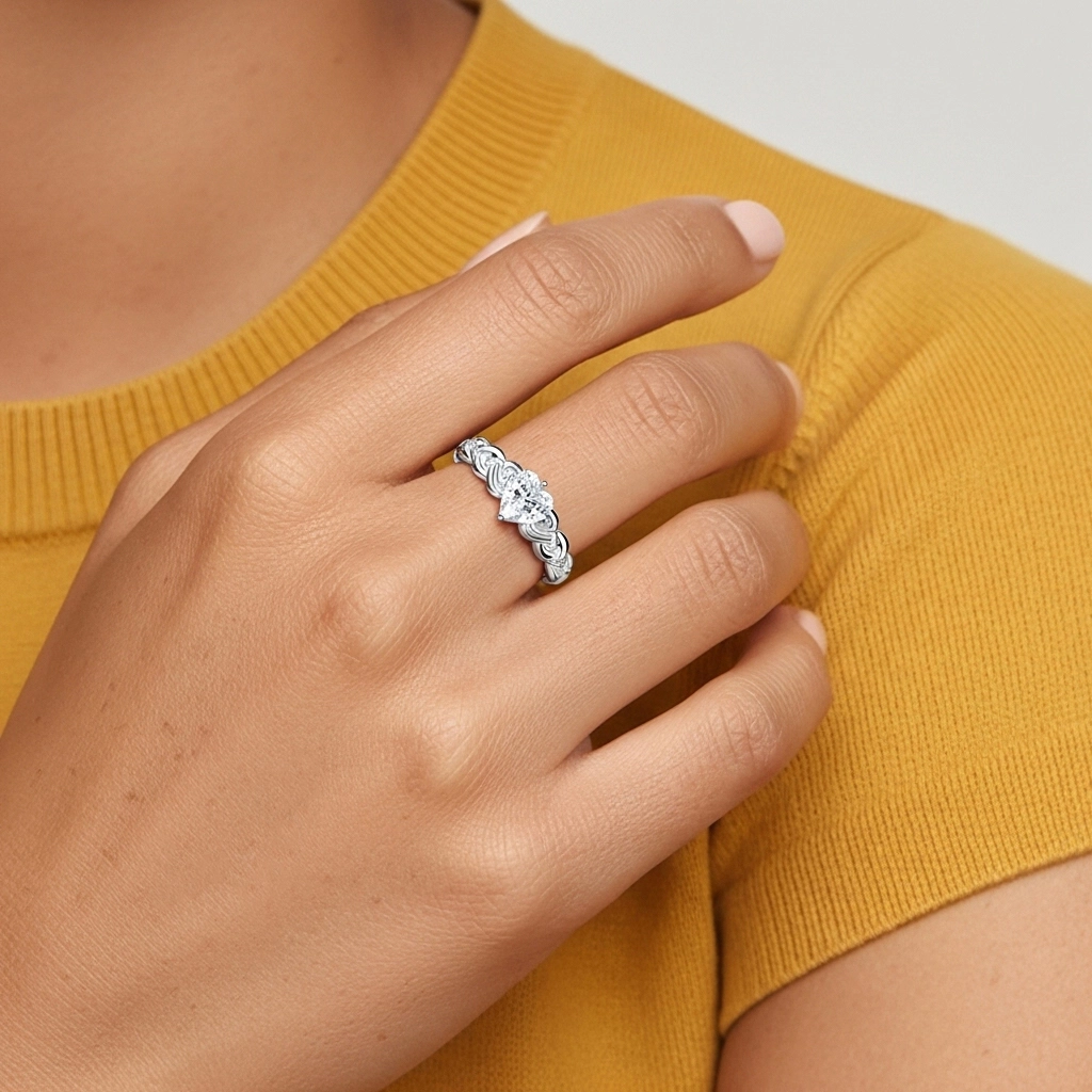 Or blanc 14 carats Moissanite Bague de fiançailles