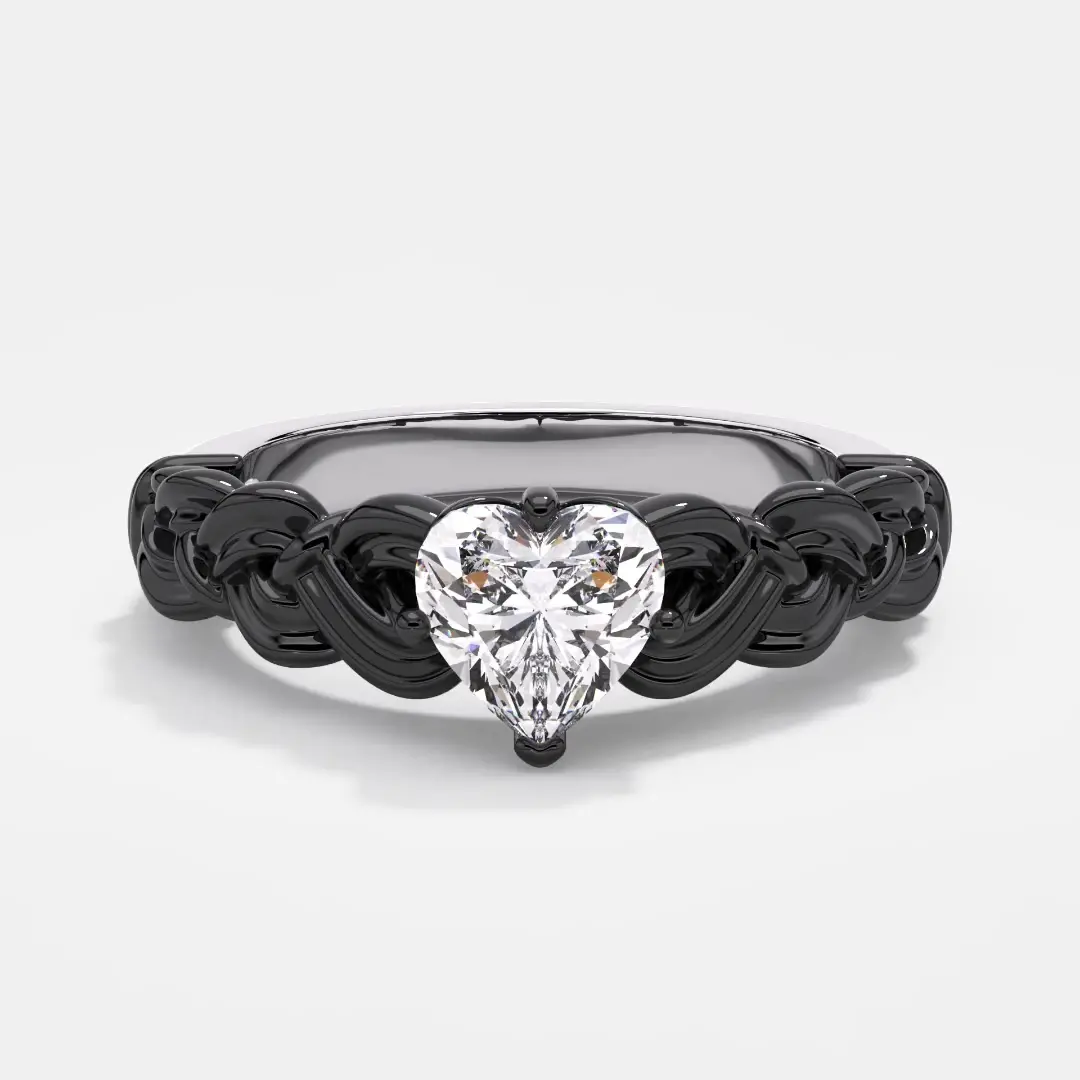 Argent sterling 925 Solitaire Tourner Bague de fiançailles