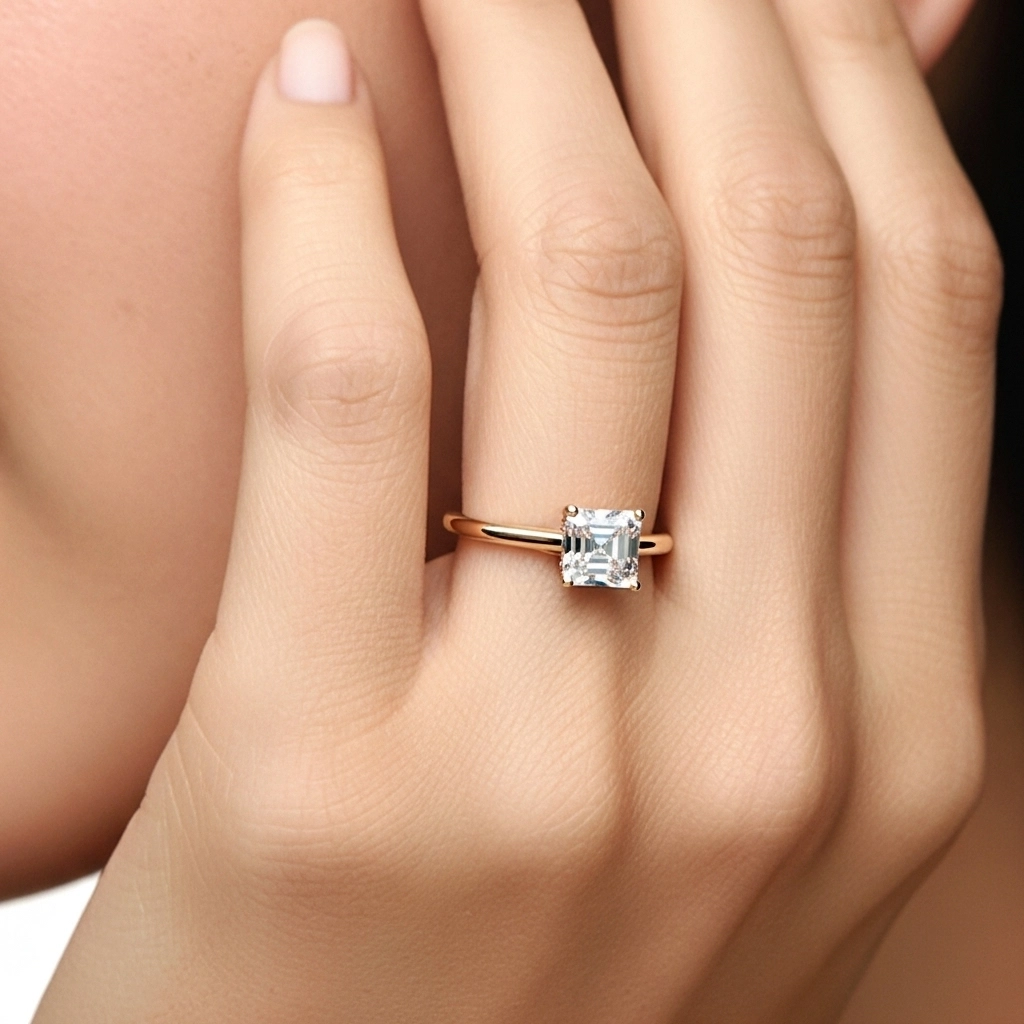 925 Sterling Silver Moissanite Engagement Ring
