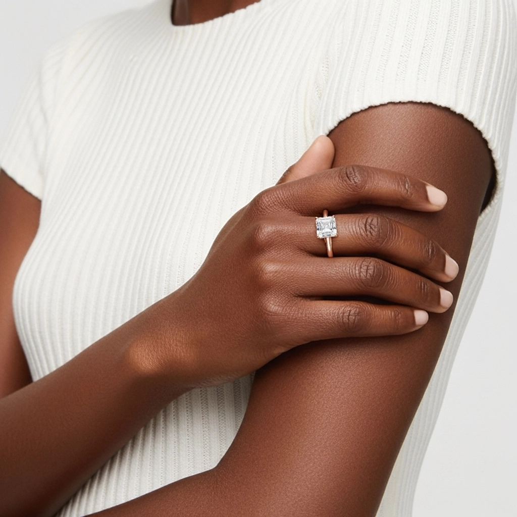 925 Sterling Silver Moissanite Engagement Ring