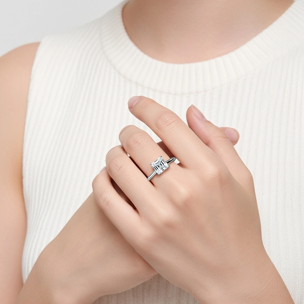 1.50ct Moissanite Engagement Ring 14K White Gold