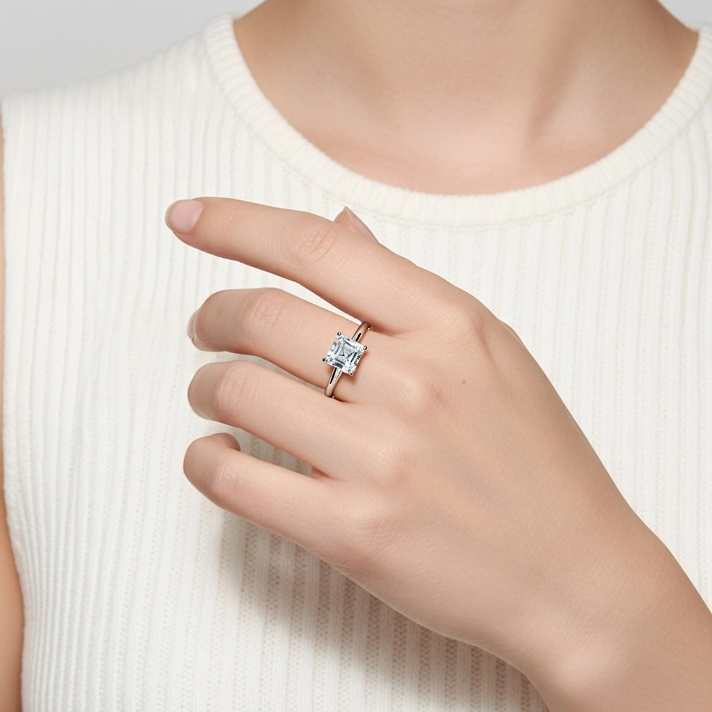 1.50ct Moissanite Engagement Ring 14K White Gold