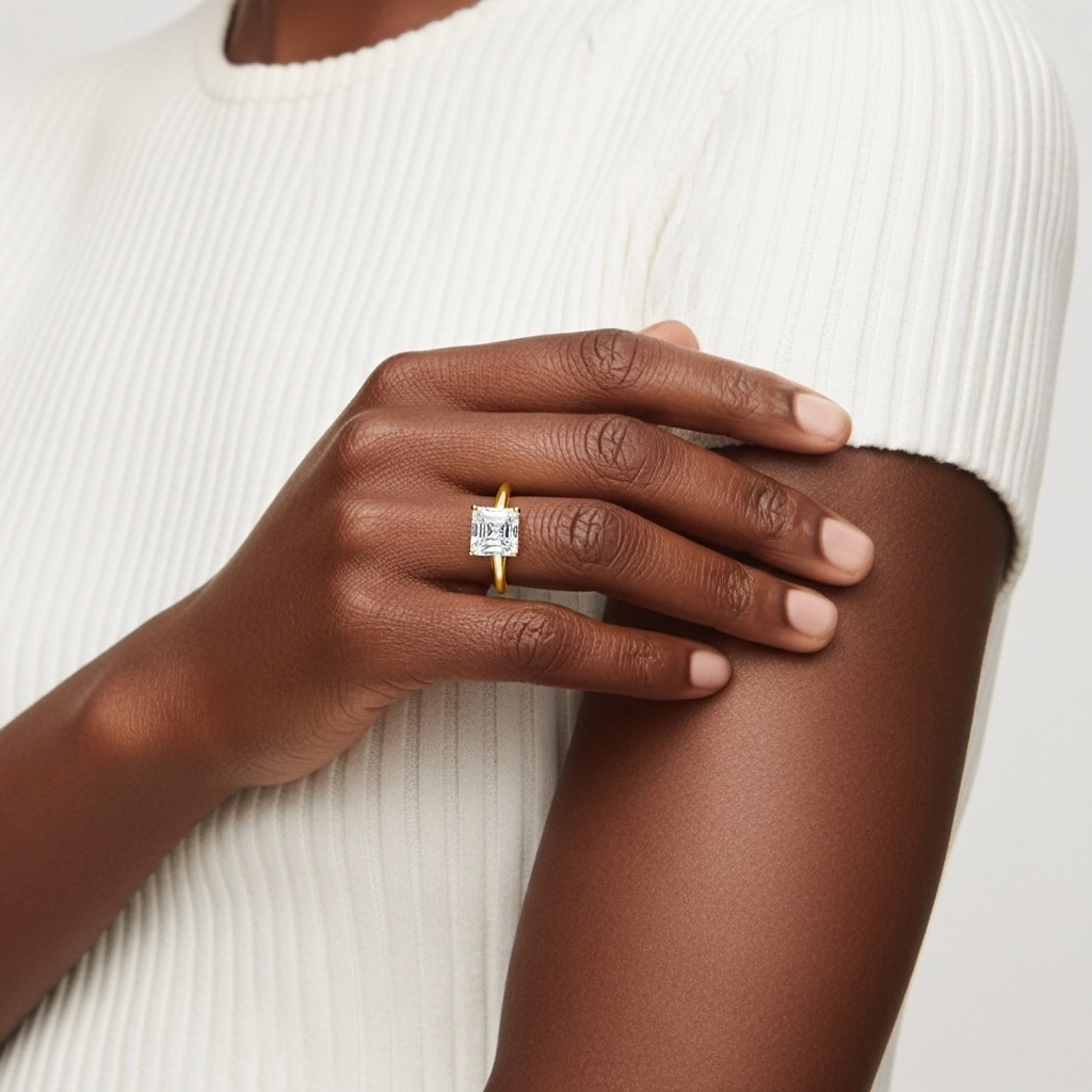 925 Sterling Silver Moissanite Engagement Ring