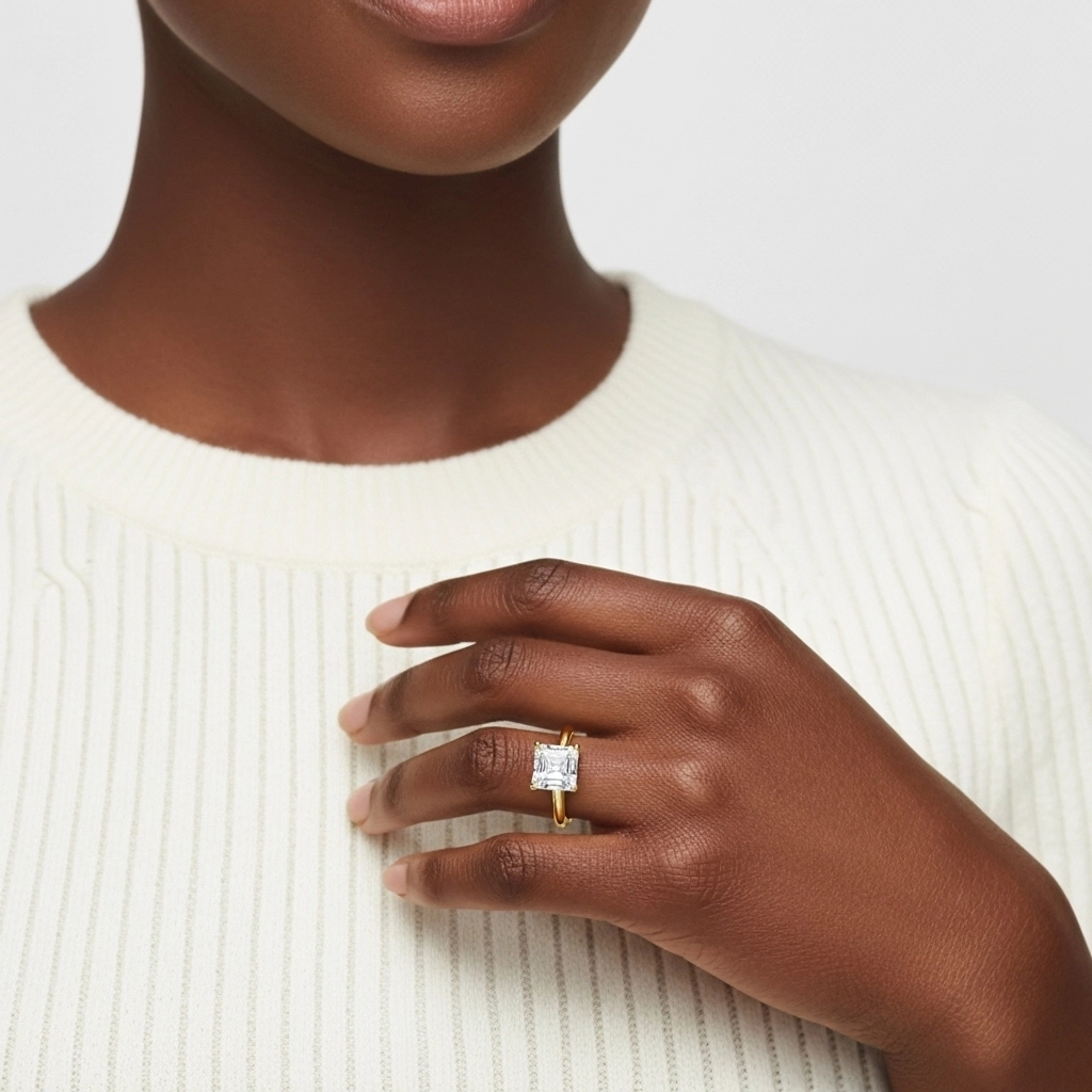 925 Sterling Silver Moissanite Engagement Ring