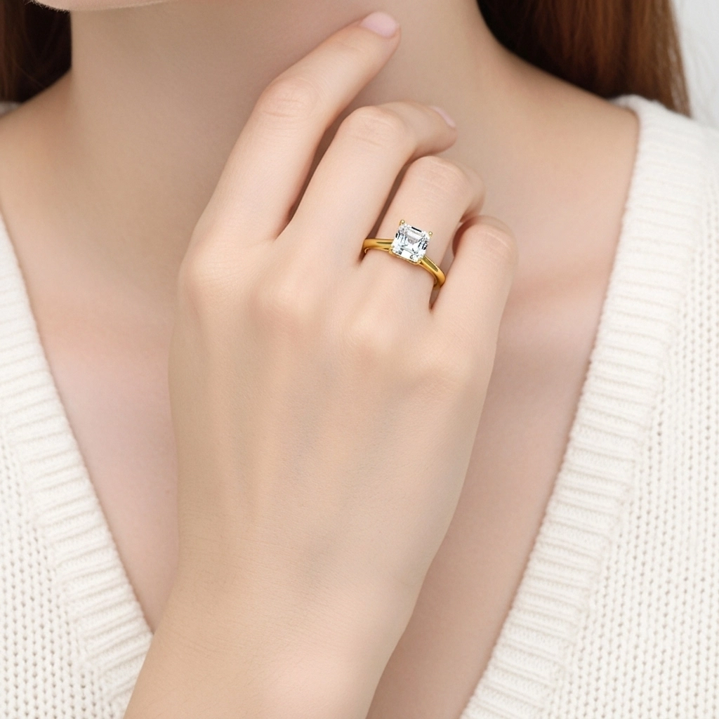 925 Sterling Silver Moissanite Engagement Ring