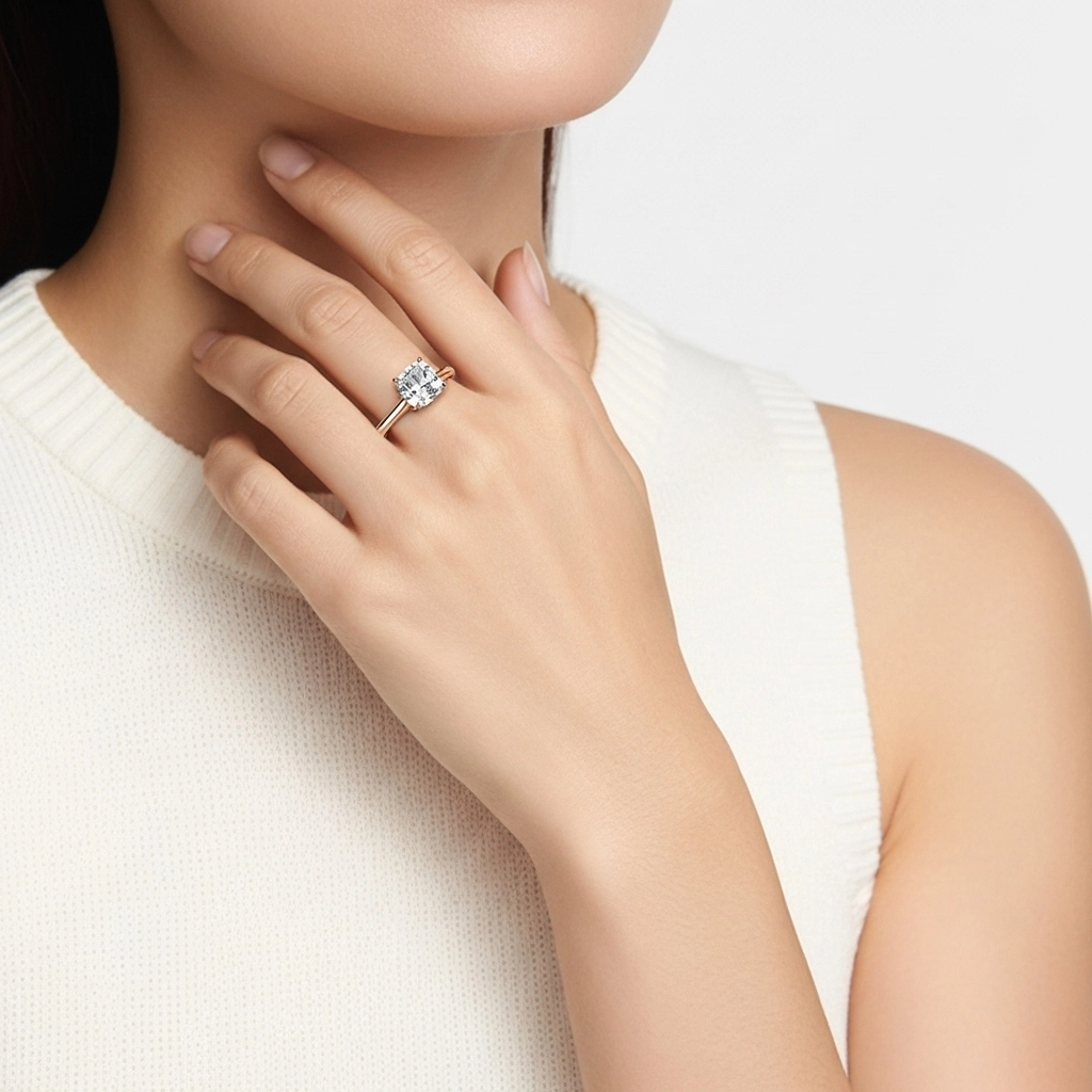 1.00ct Moissanite Engagement Ring 14K Rose Gold