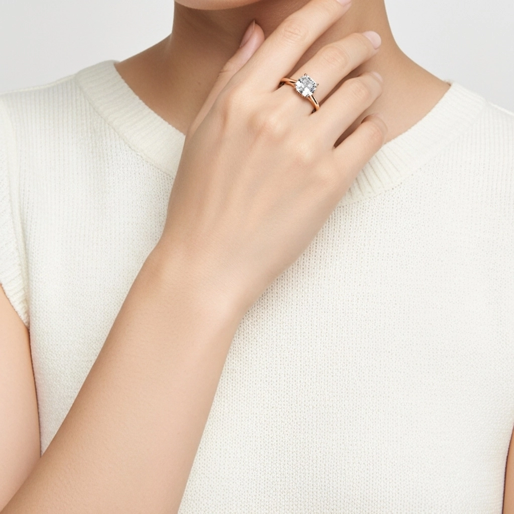 1.00ct Moissanite Engagement Ring 14K Rose Gold