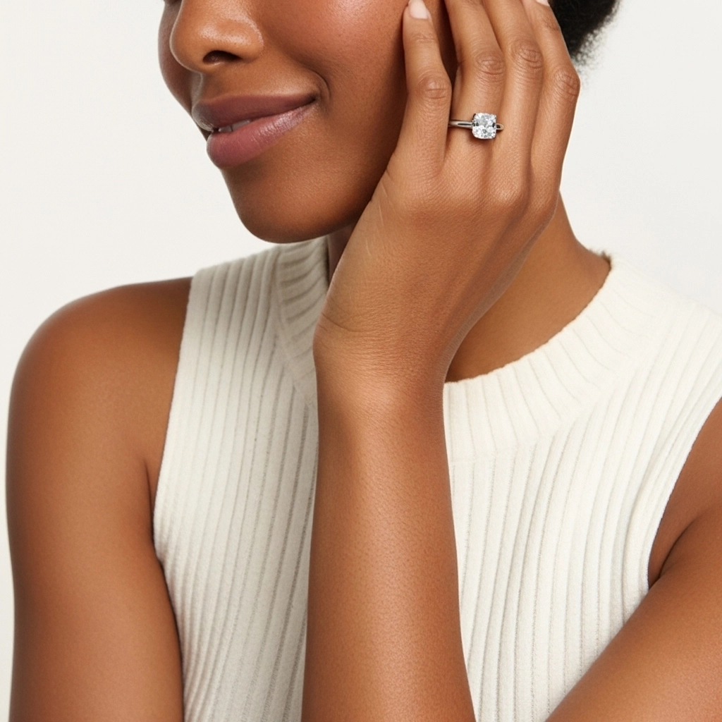 1.00ct Moissanite Engagement Ring 14K Rose Gold