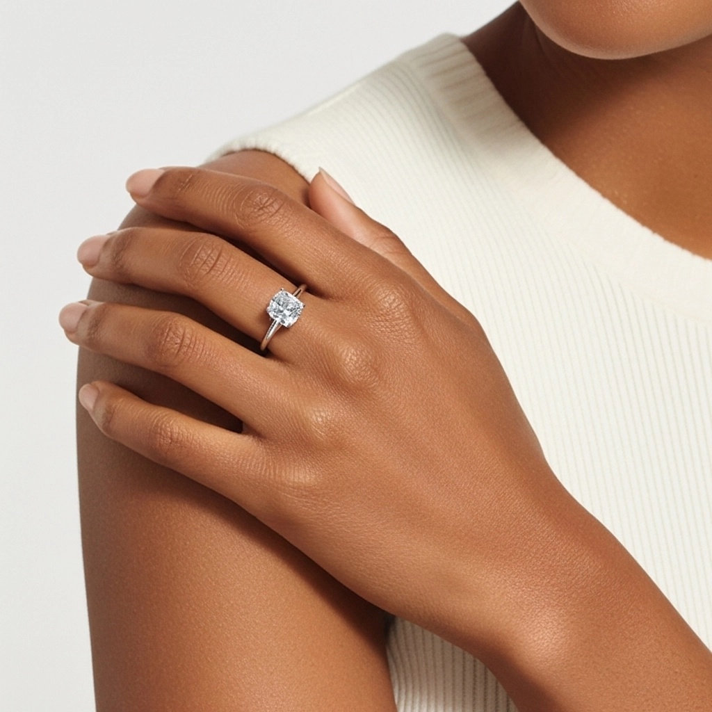 1.00ct Moissanite Engagement Ring 14K Rose Gold