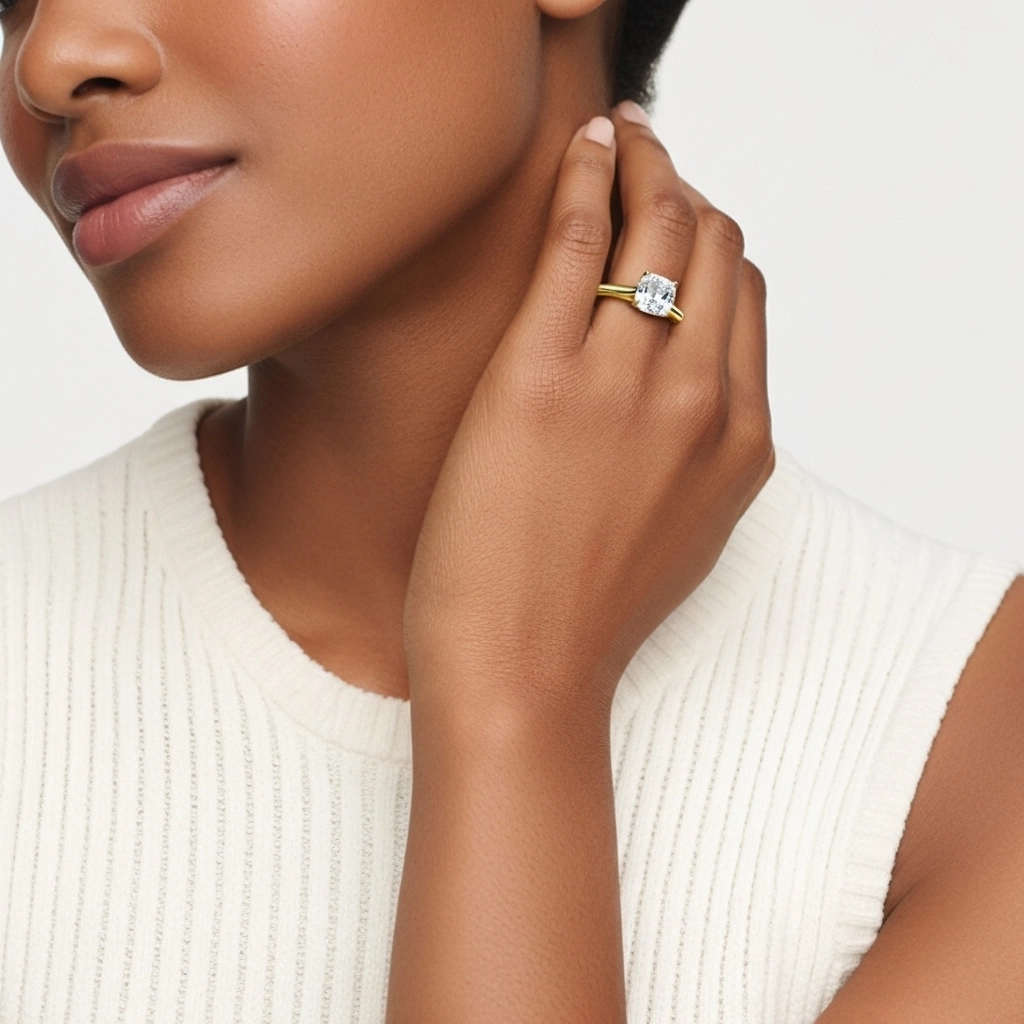 1.00ct Moissanite Engagement Ring 14K Rose Gold