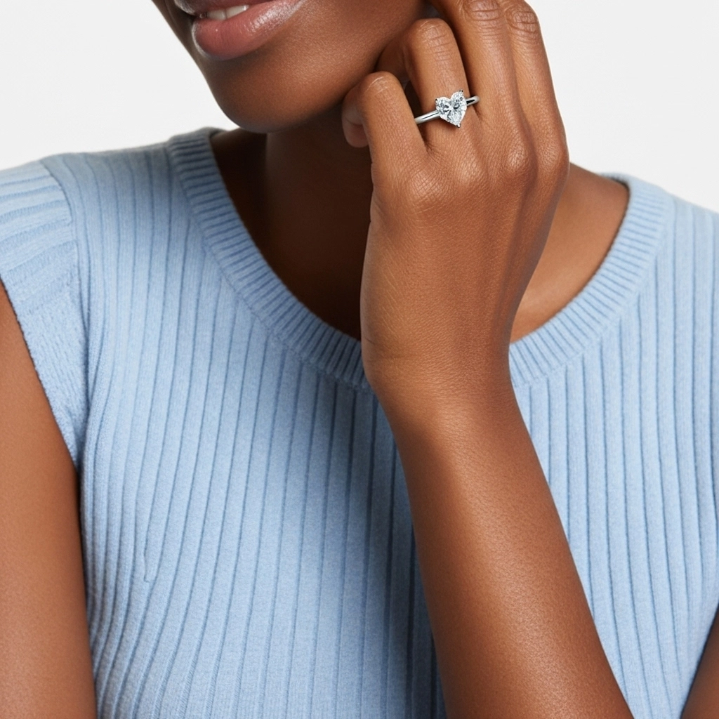 925 Sterling Silver Moissanite Engagement Ring