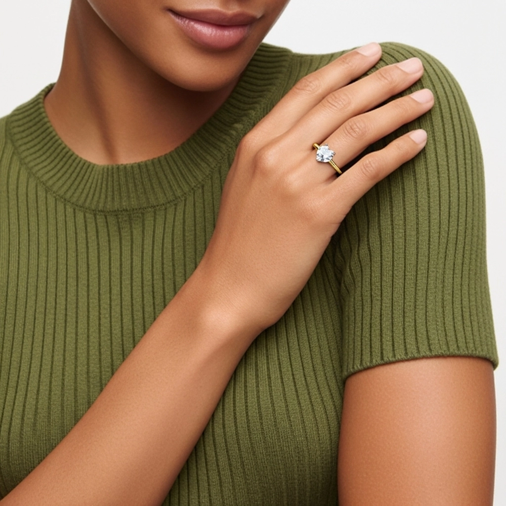 Argent sterling 925 Moissanite Bague de fiançailles