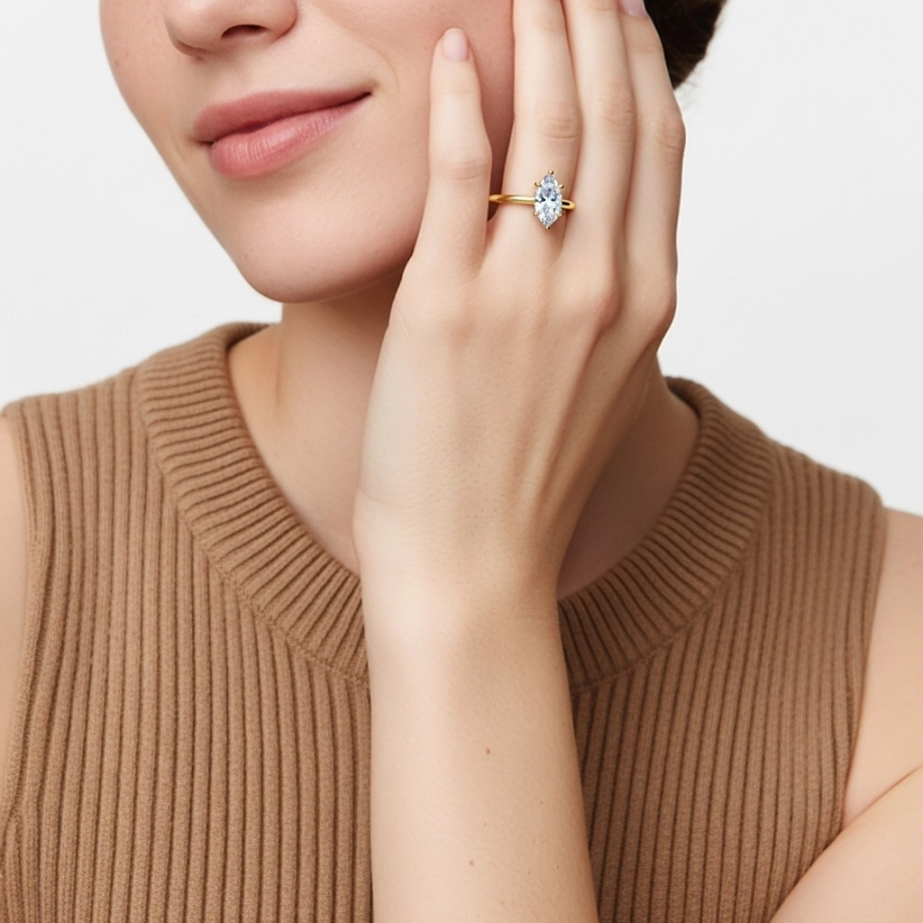 1.00ct Moissanita Anillo de Compromiso Oro 18K